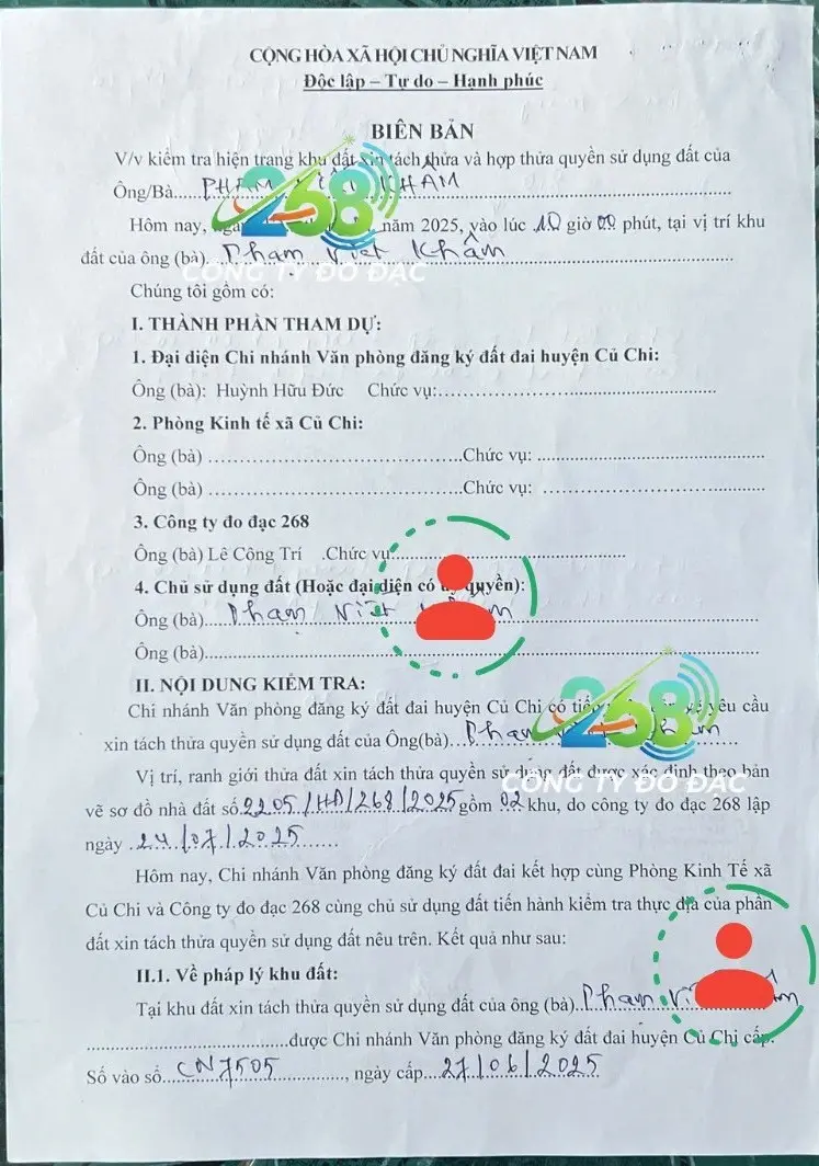 Biên bản tách thửa